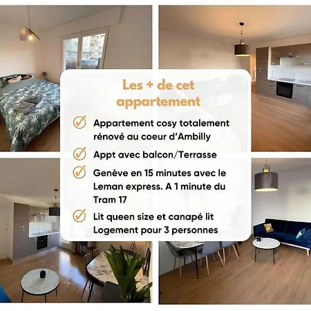 T2 A Avec Terrasse, Tram 17, Geneve Apartment Ambilly